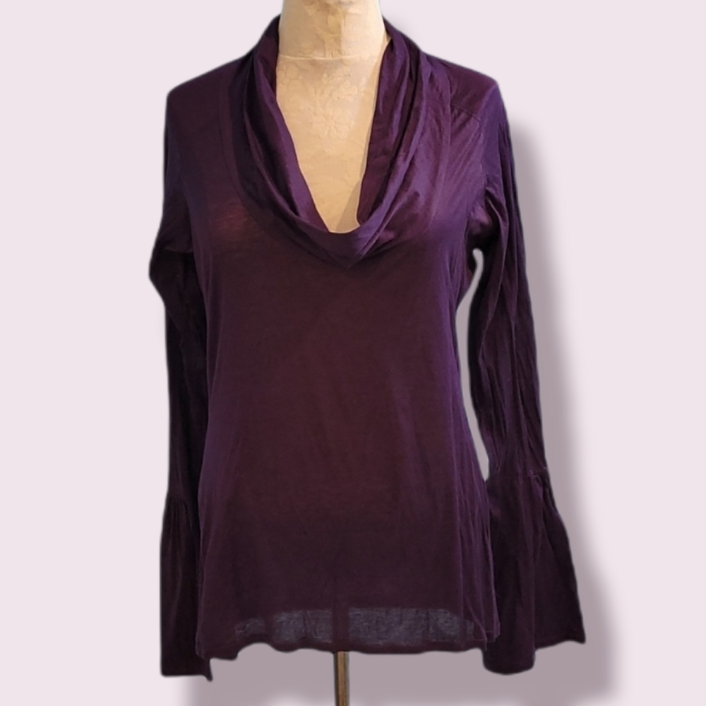 Gucci 2000s Eggplant Plum Cotton Cowl Neck Long Sleeve Sz Large - Picture 3 of 11